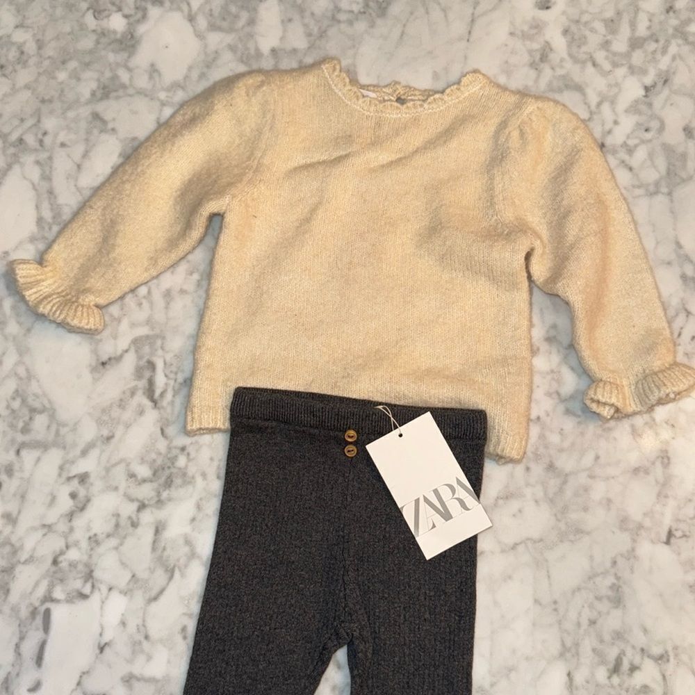 ZARA OUTFIT - NWT LEGGINGS & SWEATER 6/9M